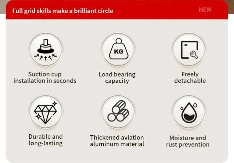 No-Drill Suction Cup Bathroom Rack-grey layer 60cm / China Mainland