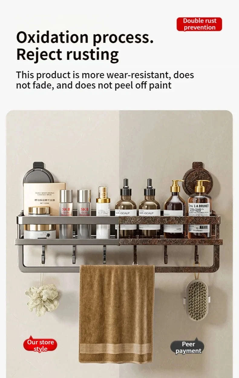 No-Drill Suction Cup Bathroom Rack-grey layer 60cm / China Mainland