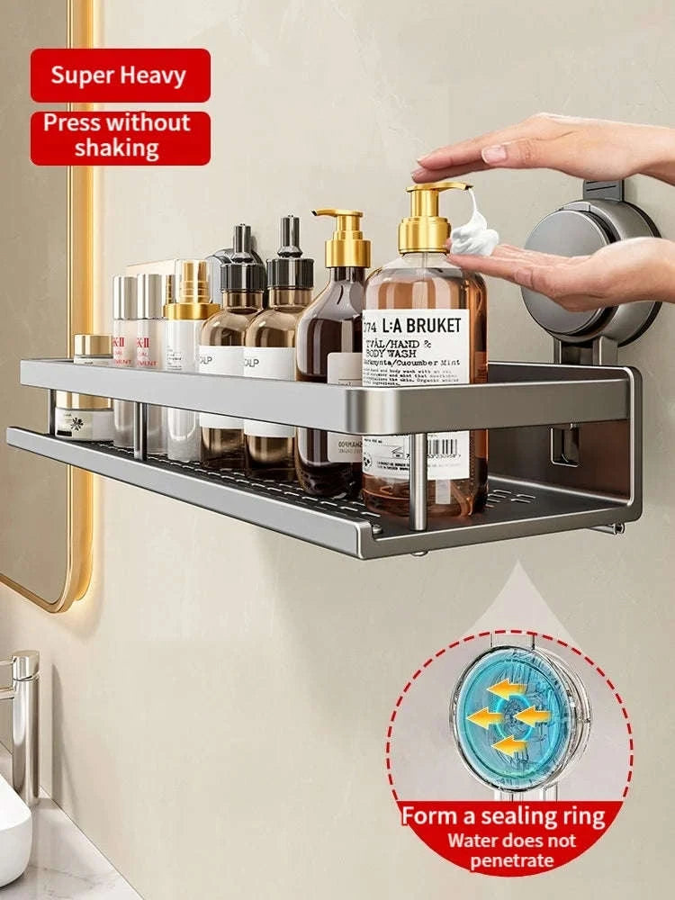 No-Drill Suction Cup Bathroom Rack-grey layer 60cm / China Mainland
