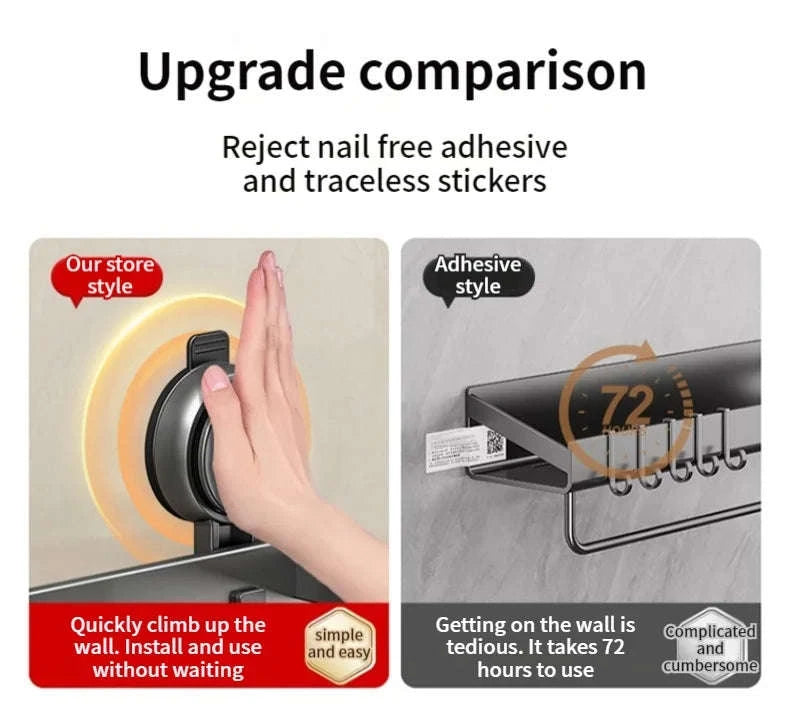 No-Drill Suction Cup Bathroom Rack-grey layer 60cm / China Mainland