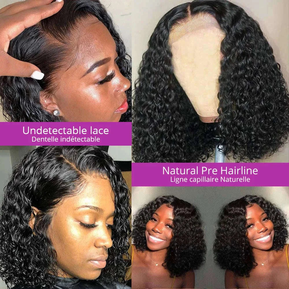 No-Glue Deep Wave Lace Frontal Wig for Women-7x5 Glueless Wig / United States / 8inches|250%