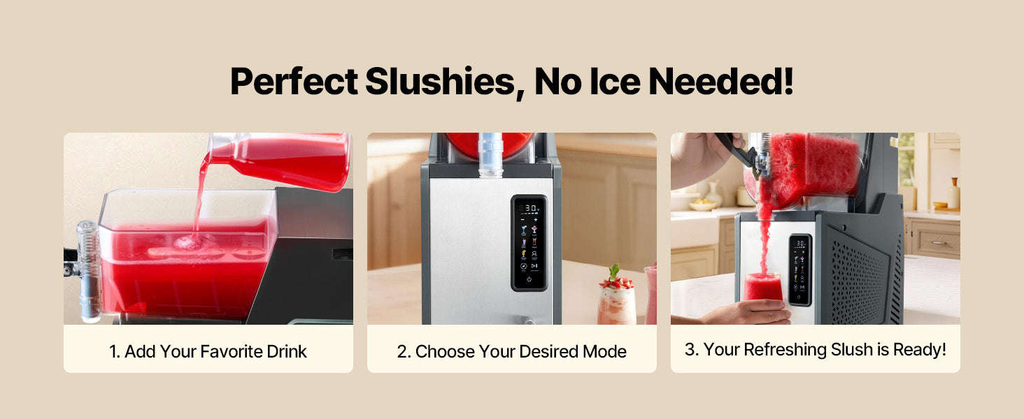 No Ice Slushy Machine with Single Tank for Frozen Drinks-2x3L / United States
