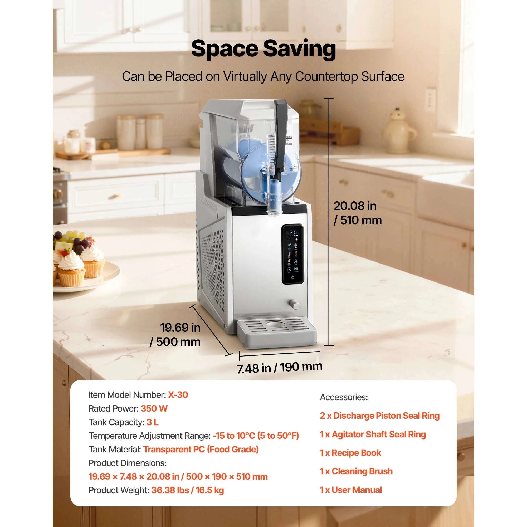No Ice Slushy Machine with Single Tank for Frozen Drinks-2x3L / United States
