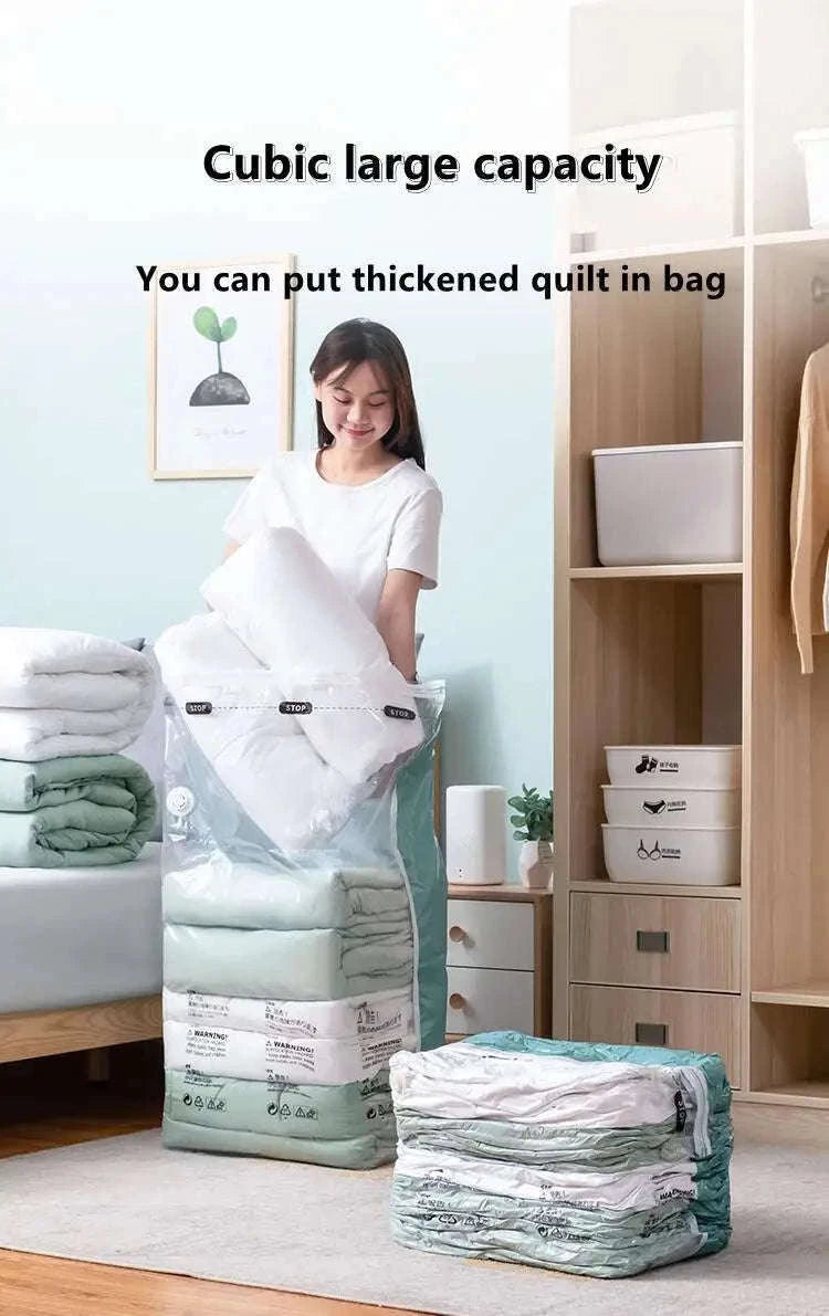 No-Pump Vacuum Storage Bags for Fast Space-Saving Storage-flat Vacuum Bag S