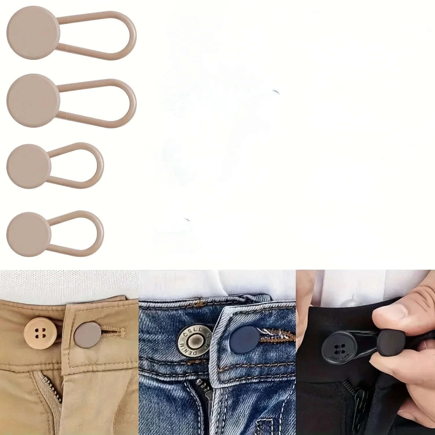 No-Sew Jean Waist Extenders – Comfortable Button Expanders-4pcs Black
