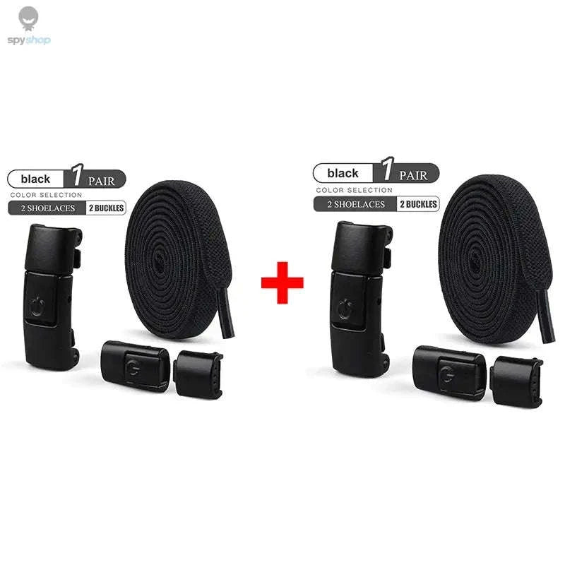 No-Tie Press Lock Elastic Shoelaces – 8mm Flat Laces for Easy Slip-On Sneakers-8Black-8White / 100cm