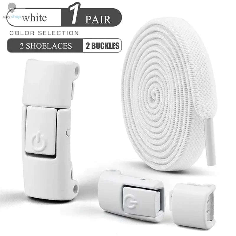 No-Tie Press Lock Elastic Shoelaces – 8mm Flat Laces for Easy Slip-On Sneakers-8Black-8White / 100cm
