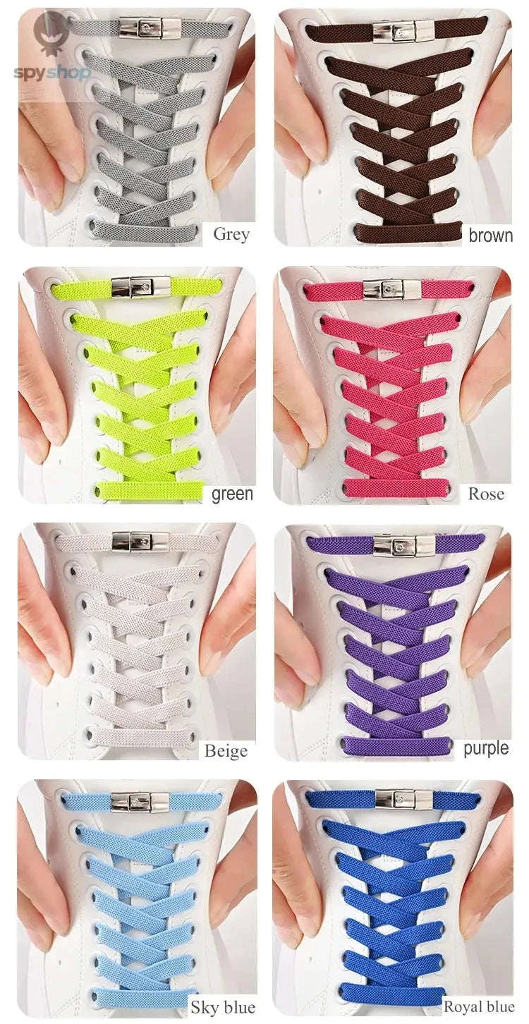 No-Tie Press Lock Elastic Shoelaces – 8mm Flat Laces for Easy Slip-On Sneakers-8Black-8White / 100cm