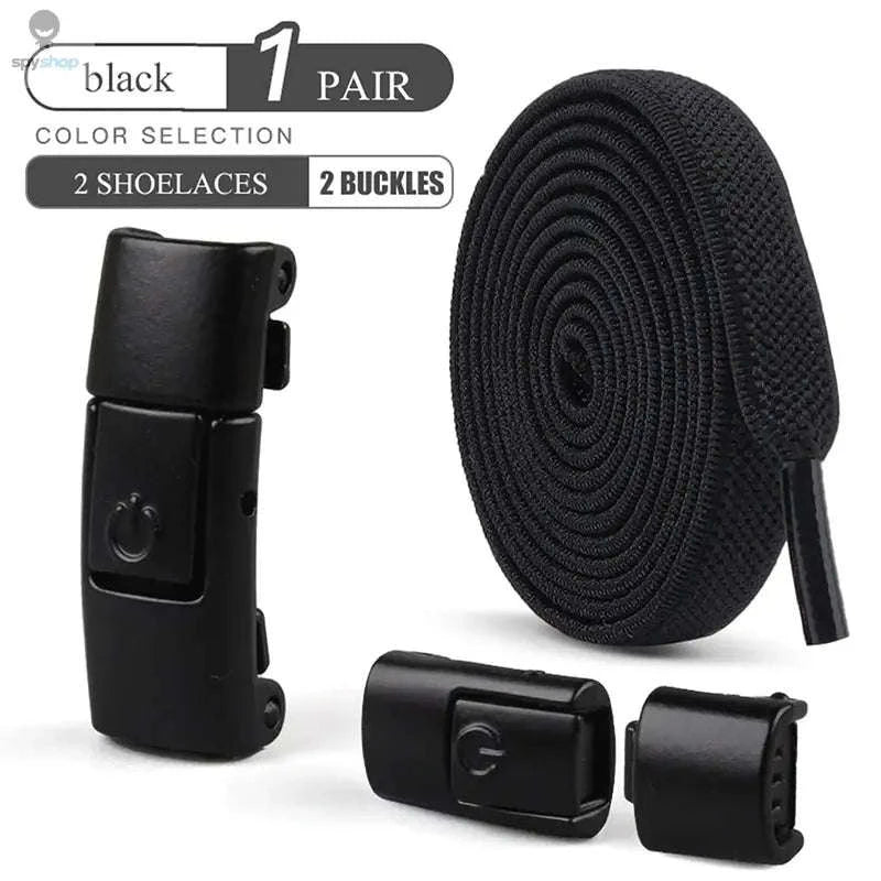 No-Tie Press Lock Elastic Shoelaces – 8mm Flat Laces for Easy Slip-On Sneakers-8Black-8White / 100cm