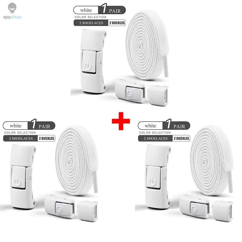 No-Tie Press Lock Elastic Shoelaces – 8mm Flat Laces for Easy Slip-On Sneakers-8Black-8White / 100cm