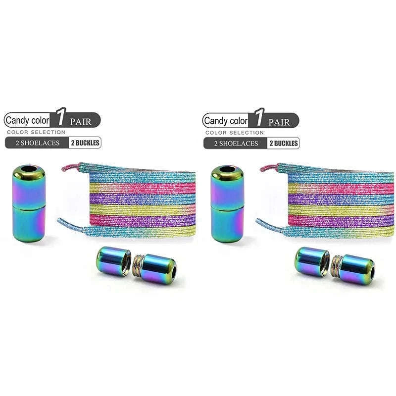 No Tie Shoelaces – Colorful Elastic Laces for Easy Wear-2pairs-Seven Colors