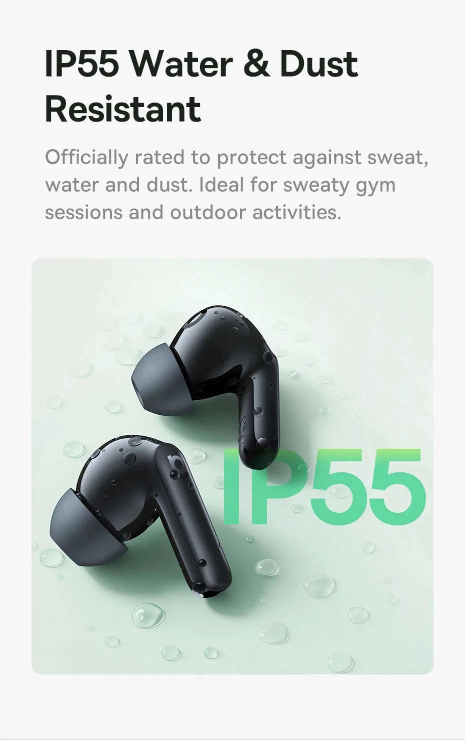 Noise Cancelling True Wireless Earbuds Bluetooth 6.0 with 41Hr Playtime-Black