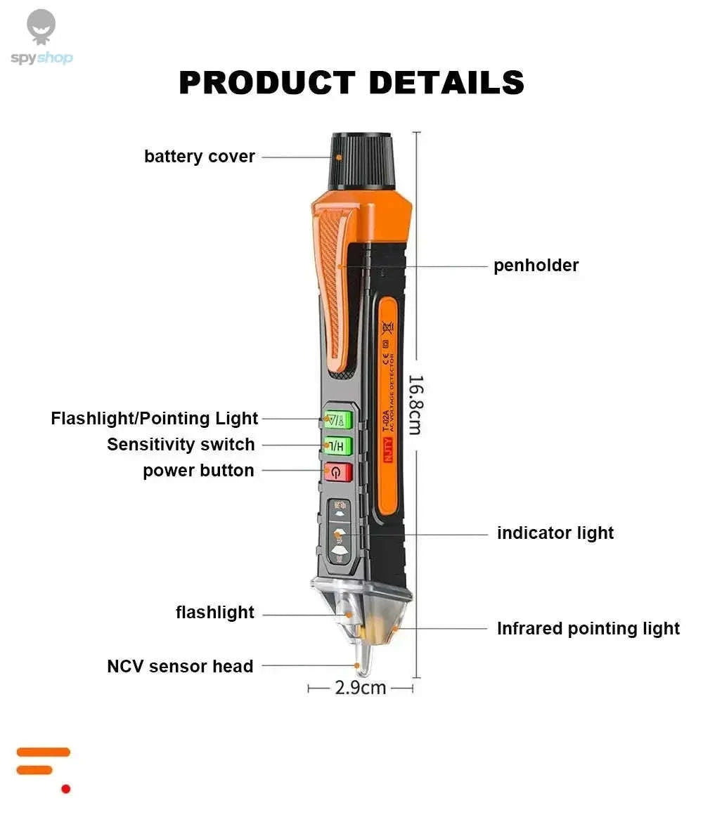 Non-Contact Voltage Detector Pen – 12–1000V AC Detection with LED Alerts-DBT02A
