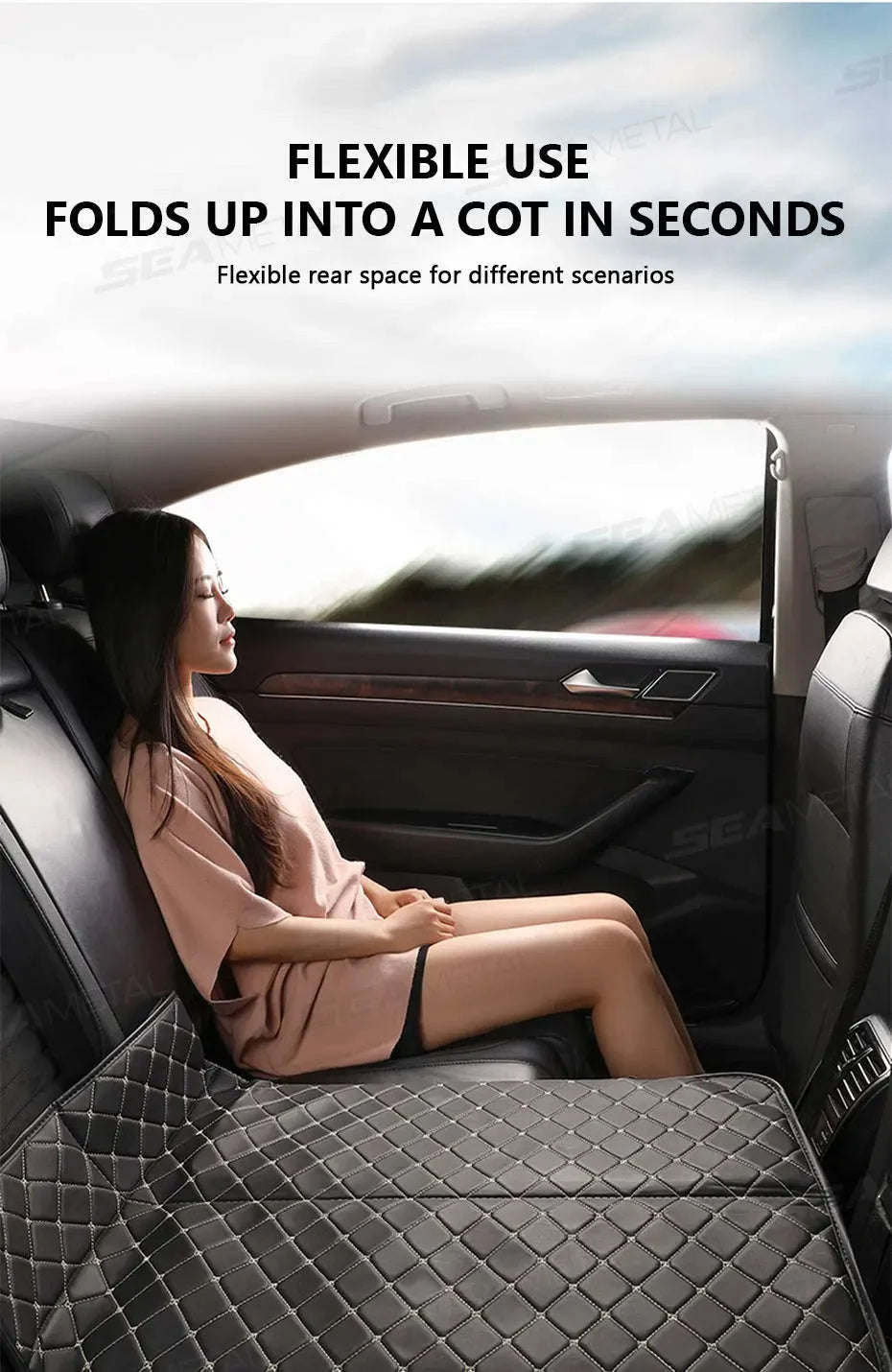 Non-Inflatable Car Back Seat Travel Bed-Black