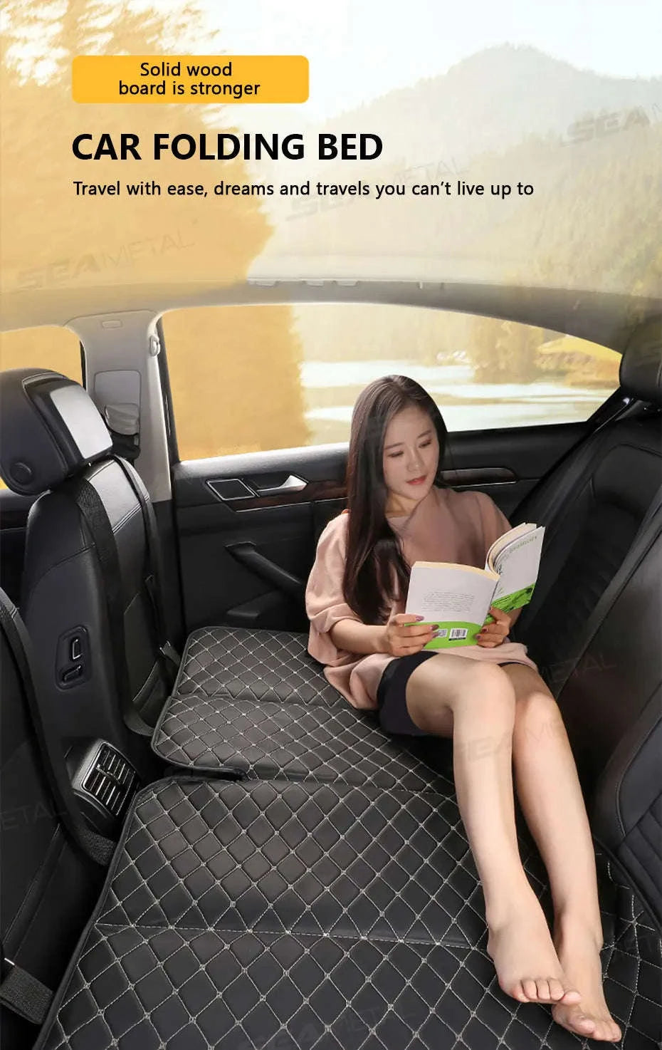 Non-Inflatable Car Back Seat Travel Bed-Black