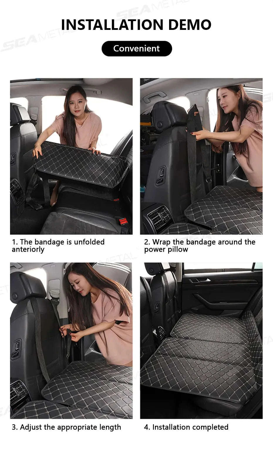 Non-Inflatable Car Back Seat Travel Bed-Black