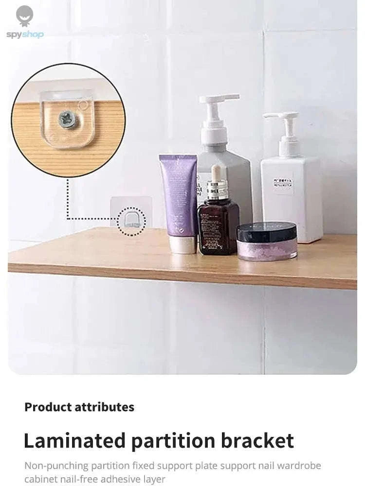 Non‑Marking Divider Holder – Transparent Shelf Organizer for Cabinets and Racks-4PCs