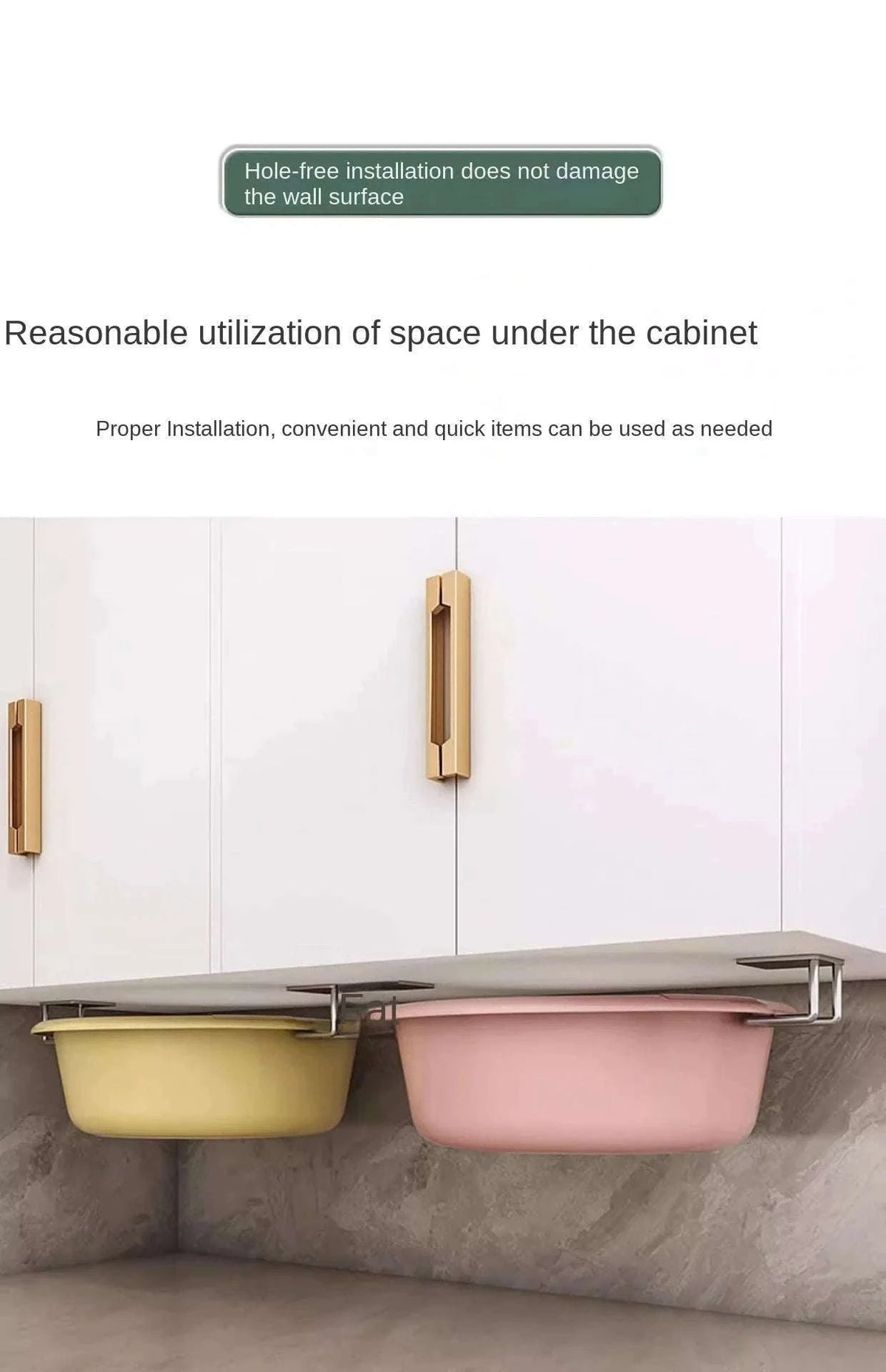 Non-Perforated Stainless Steel Kitchen Rack for Easy Organization-Silvery 2pcs