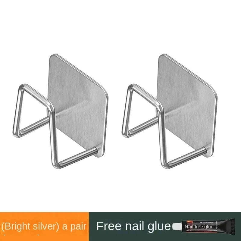 Non-Perforated Stainless Steel Kitchen Rack for Easy Organization-Silvery 2pcs