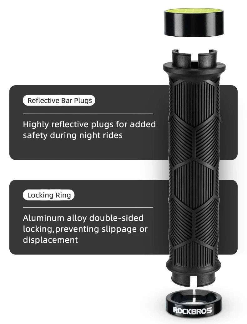 Non-Slip Bike Handlebar Grips with Locking Rings and Reflective Strips-2023-14A2