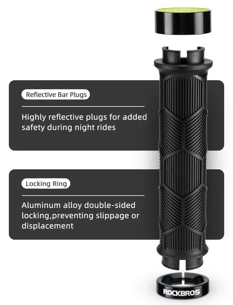 Non-Slip Bike Handlebar Grips with Locking Rings and Reflective Strips-2023-14A2