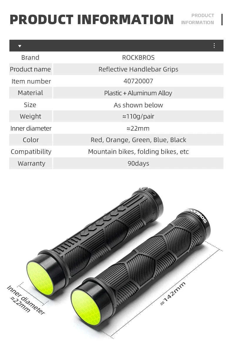 Non-Slip Bike Handlebar Grips with Locking Rings and Reflective Strips-2023-14A2