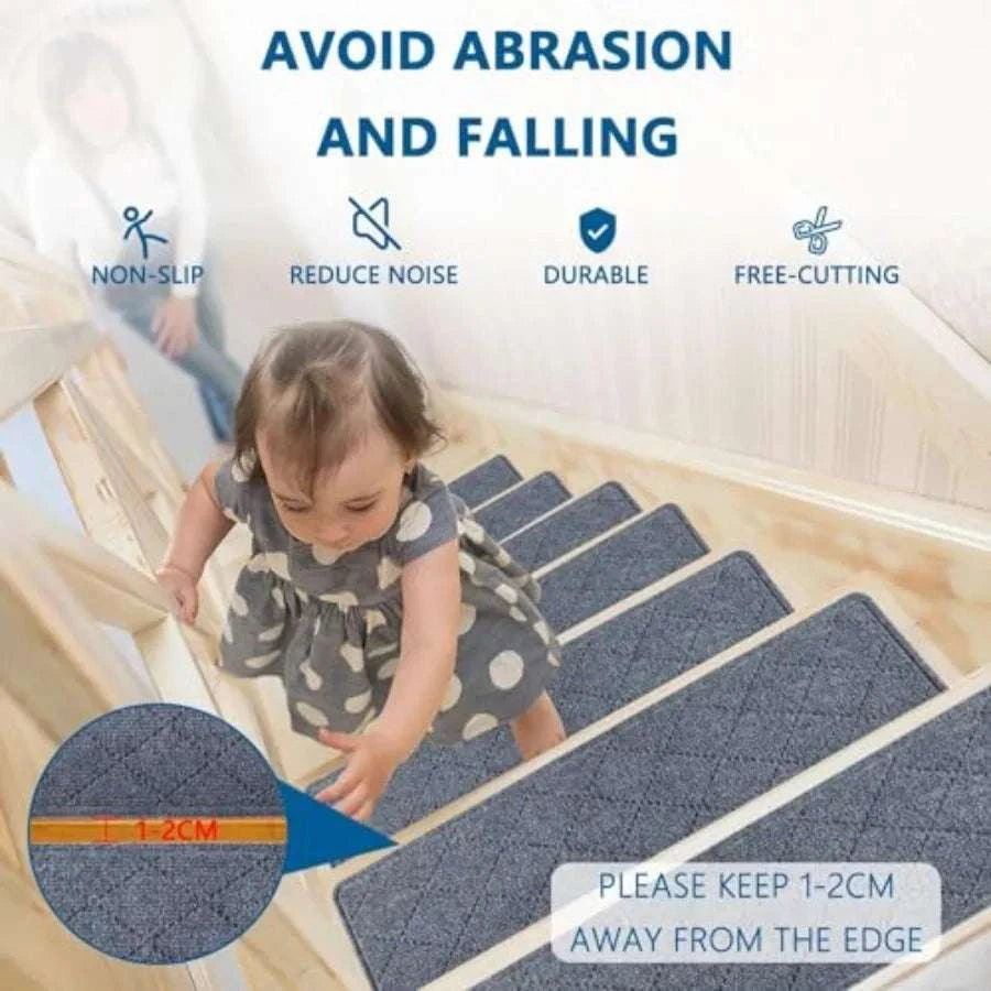 Non Slip Carpet Stair Treads 5 Pack for Safer Wooden Steps-United States / 8x30