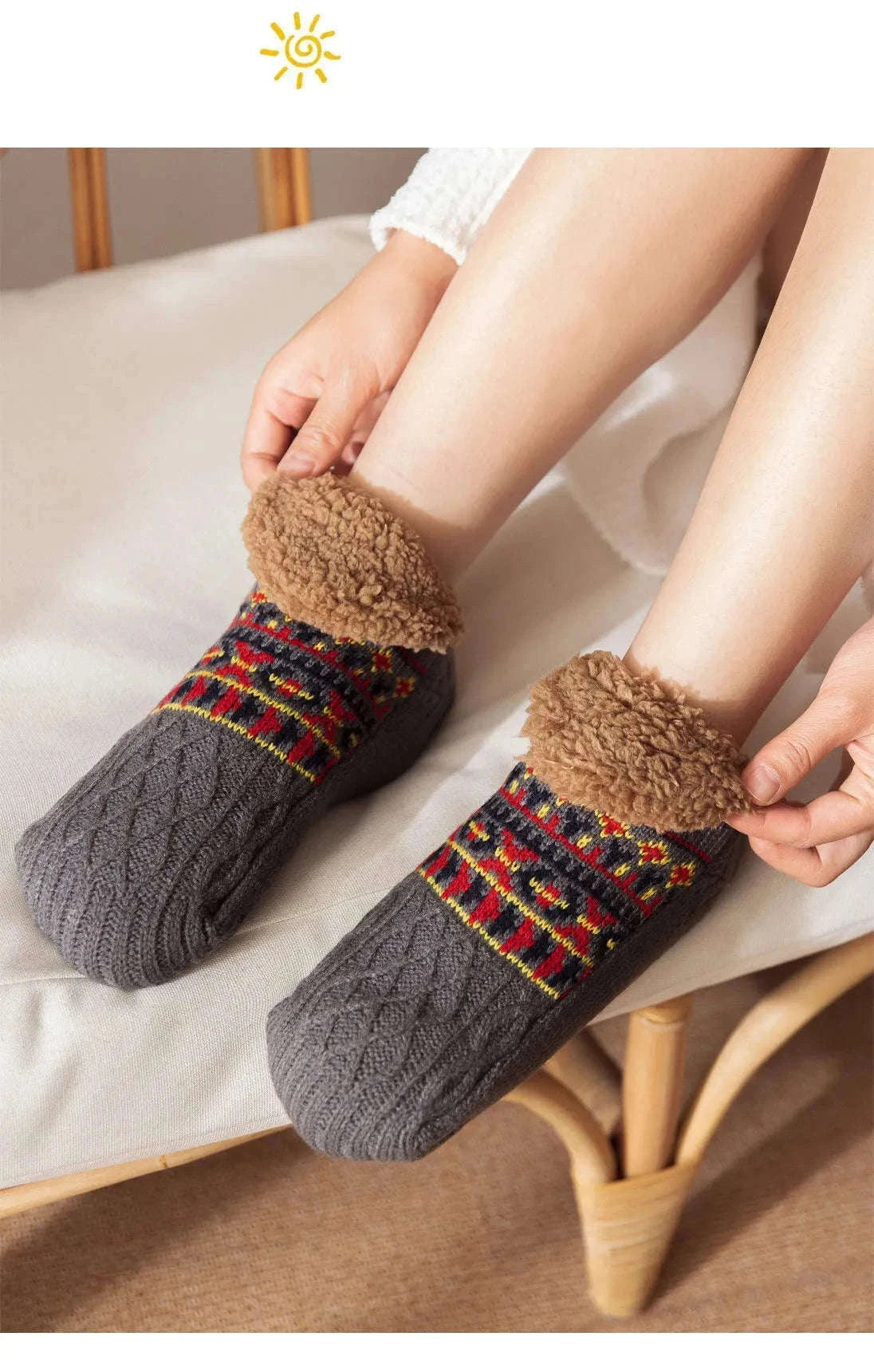 Non-Slip Floor Socks for Warm, Cozy Comfort at Home-Grey / 43-45(28cm)