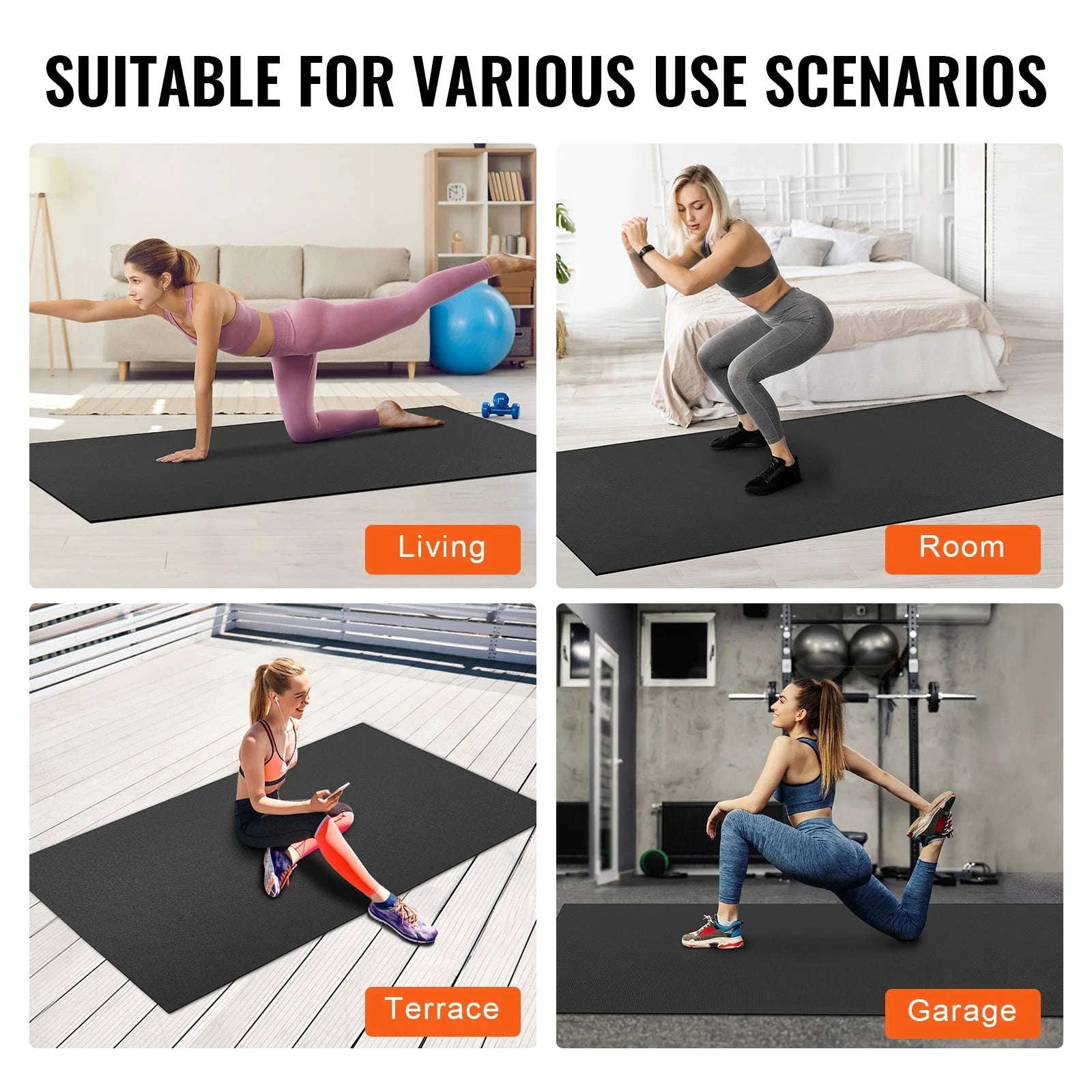 Non-Slip High Density Yoga Mat with Carry Bag & Strap-12X6FT / United States