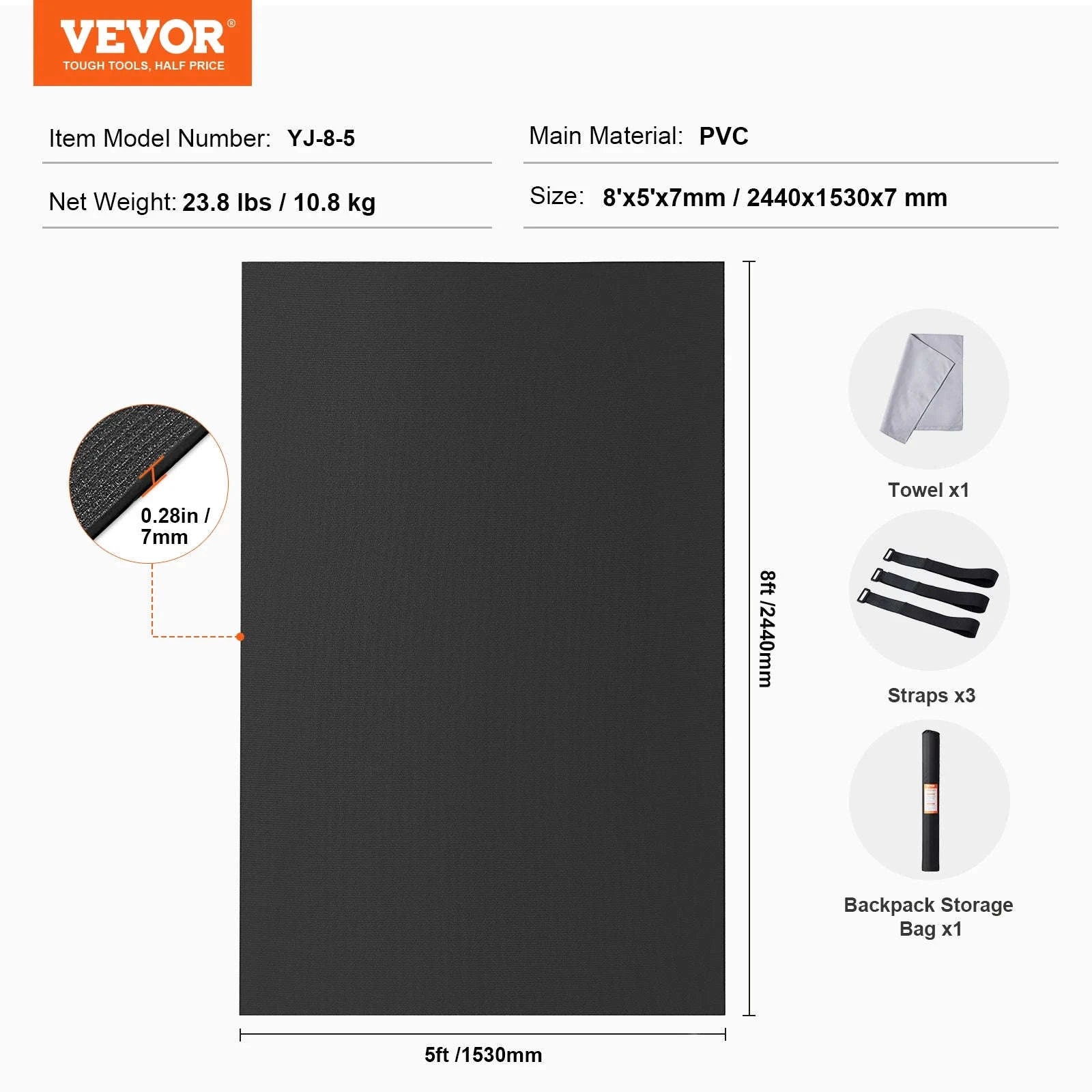Non-Slip High Density Yoga Mat with Carry Bag & Strap-12X6FT / United States