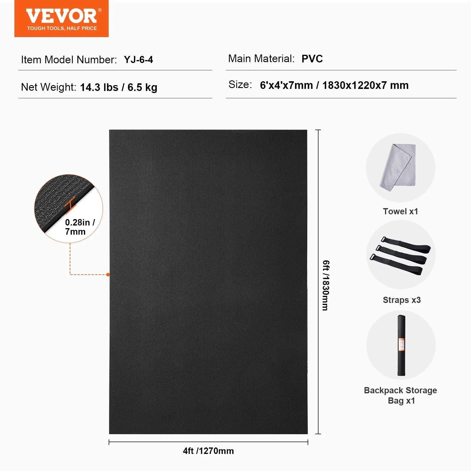 Non-Slip High Density Yoga Mat with Carry Bag & Strap-12X6FT / United States