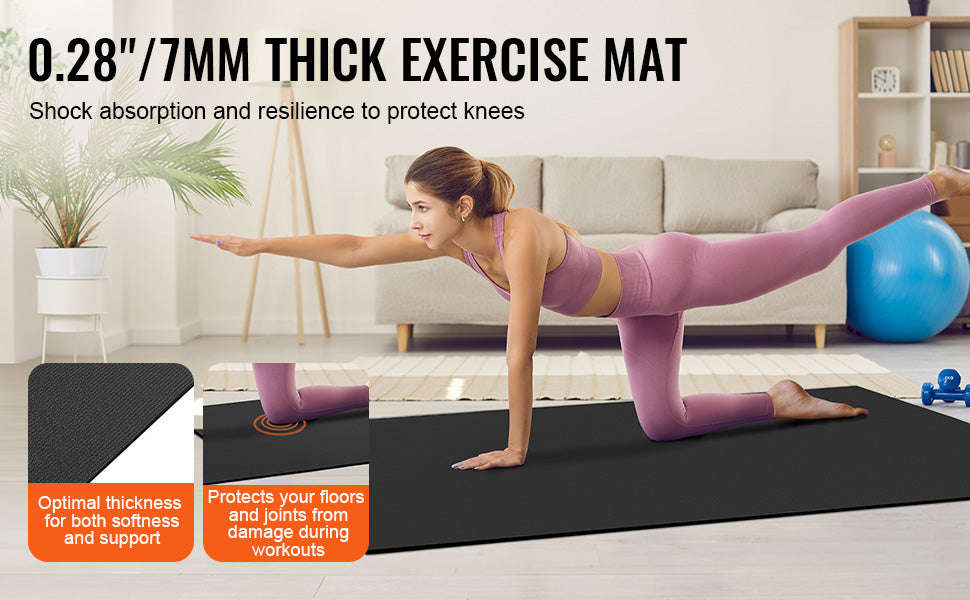 Non-Slip High Density Yoga Mat with Carry Bag & Strap-12X6FT / United States