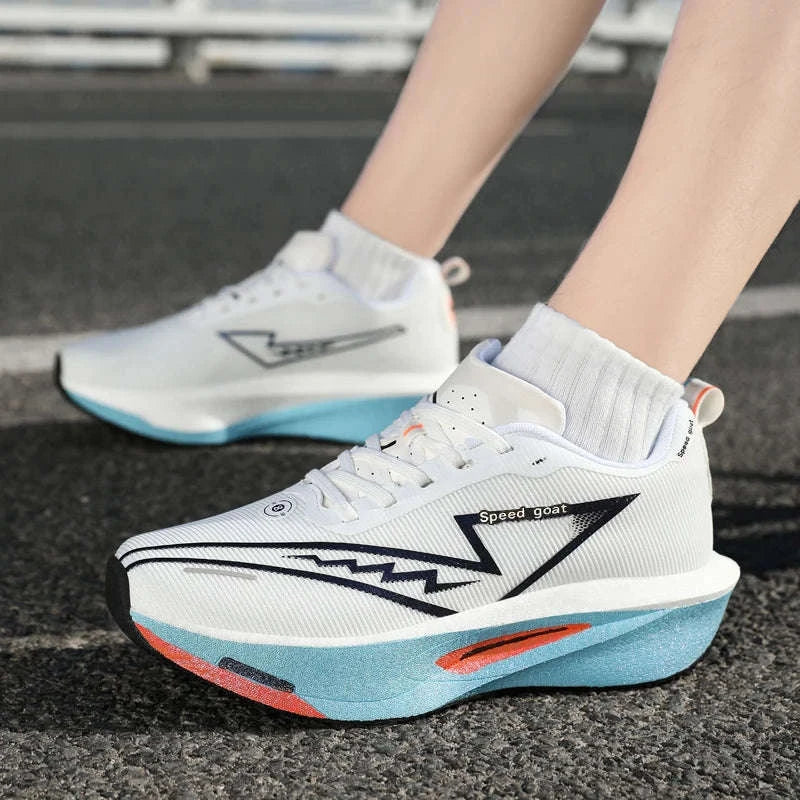 Non-Slip Shock-Absorbing Carbon Plate Sports Casual Shoes-BLUE WHITE / 39