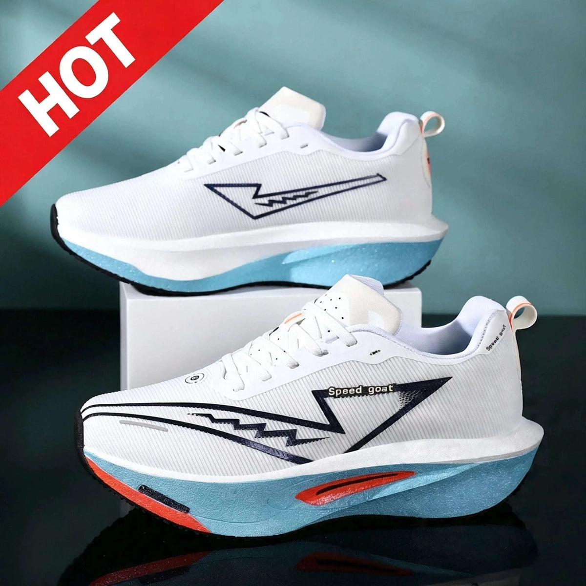 Non-Slip Shock-Absorbing Carbon Plate Sports Casual Shoes-BLUE WHITE / 39