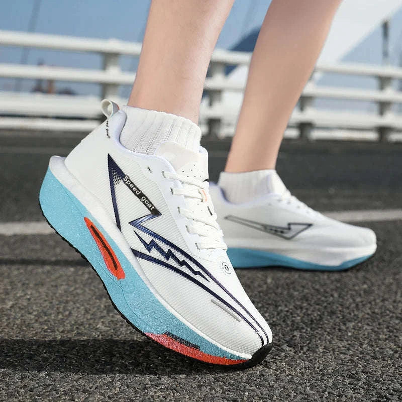 Non-Slip Shock-Absorbing Carbon Plate Sports Casual Shoes-BLUE WHITE / 39