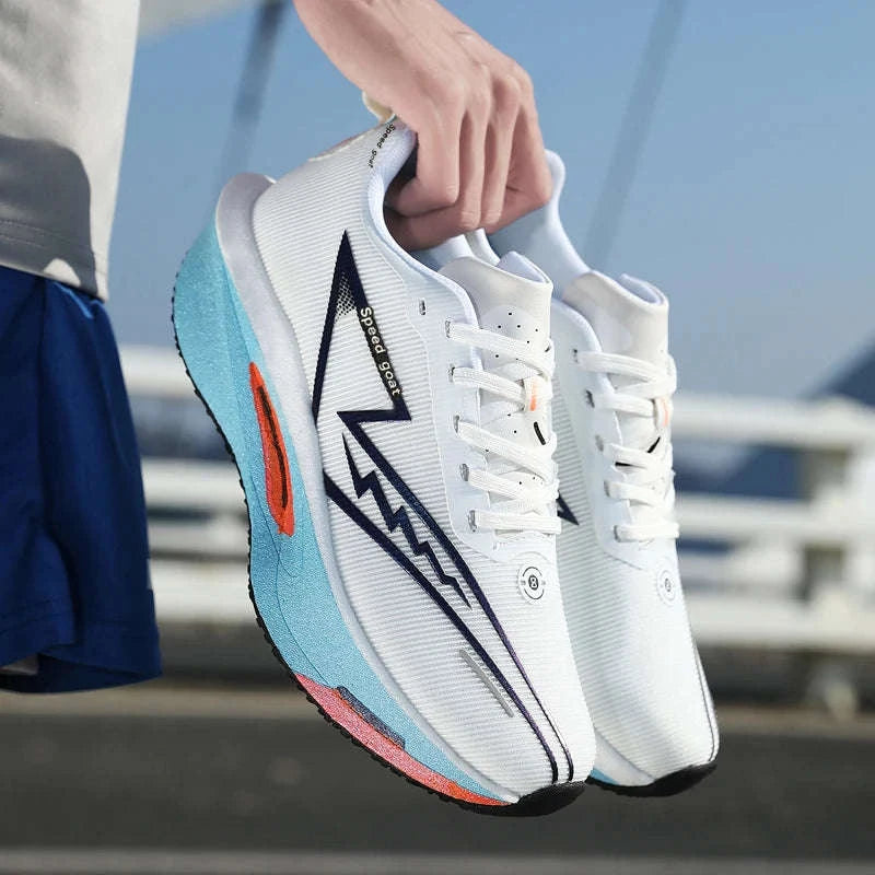 Non-Slip Shock-Absorbing Carbon Plate Sports Casual Shoes-BLUE WHITE / 39
