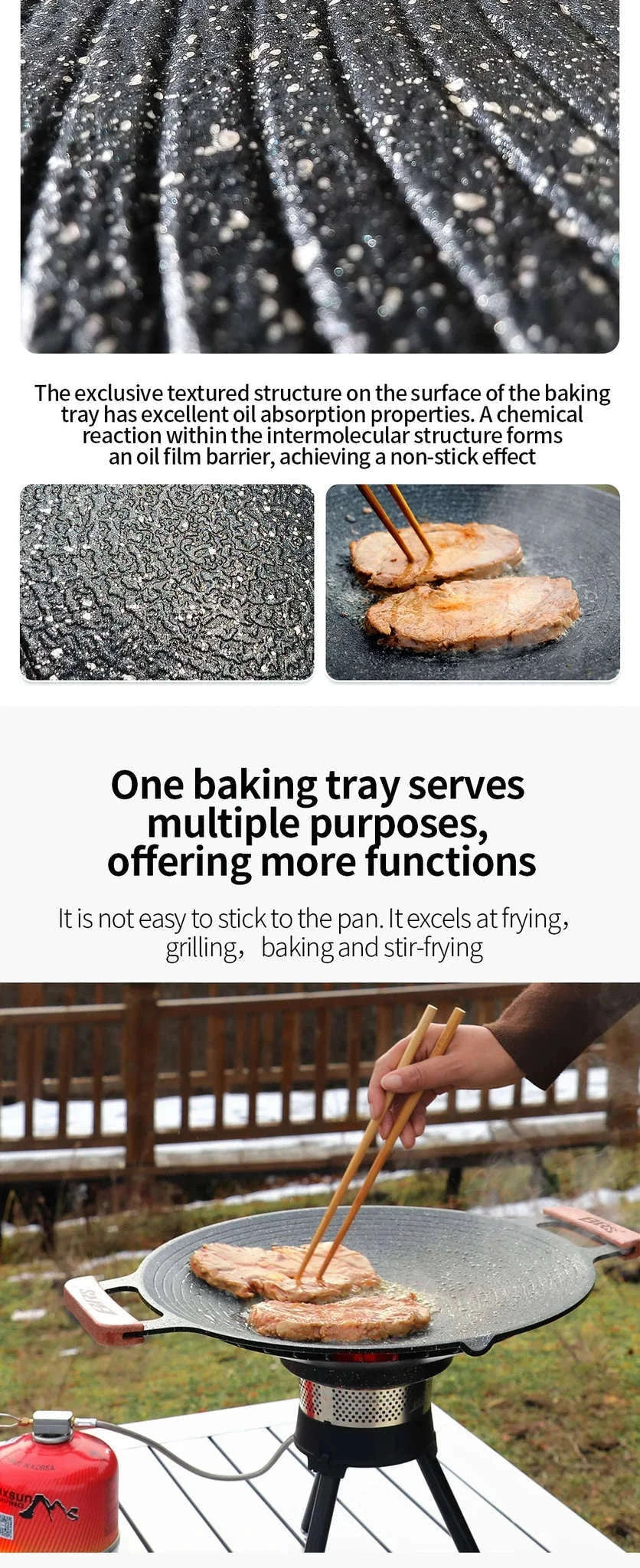 Non-Stick Korean BBQ Grill Pan for Stovetop and Outdoor Cooking-34cm