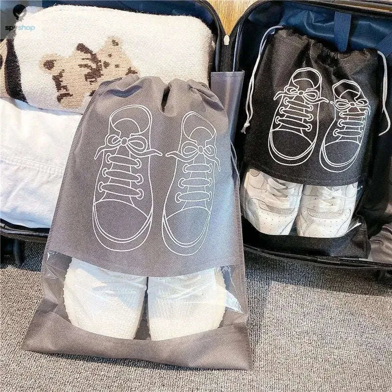 Non-Woven Shoe Storage Bag Organizer – Travel-Friendly, Dustproof Shoe Protection-5pcs