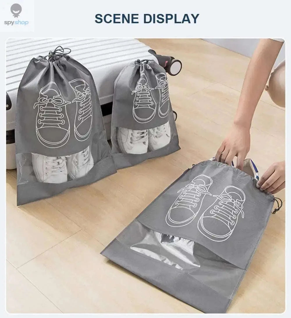 Non-Woven Shoe Storage Bag Organizer – Travel-Friendly, Dustproof Shoe Protection-5pcs