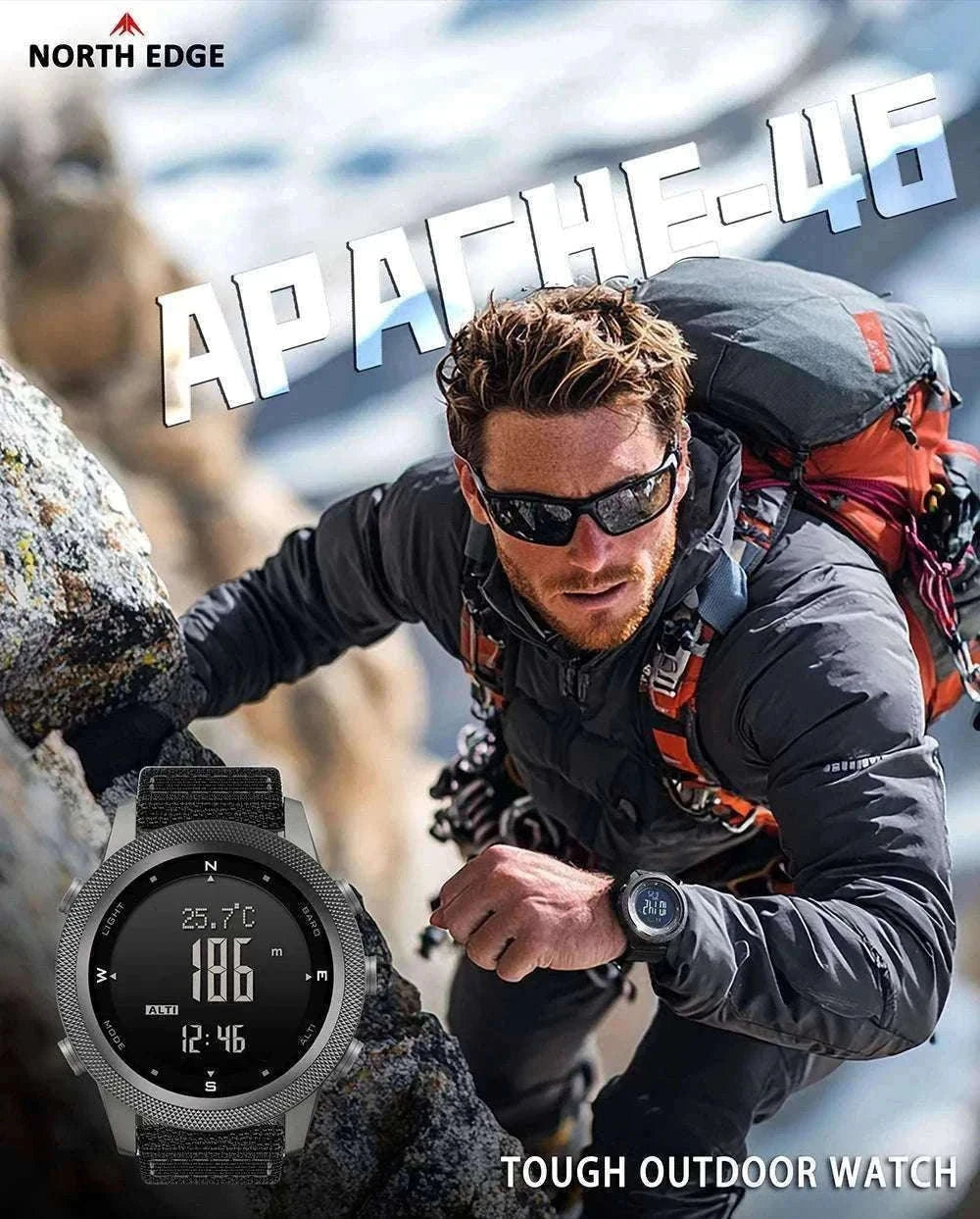 North Edge Apache-46 Outdoor Digital Sports Watch-Default Title