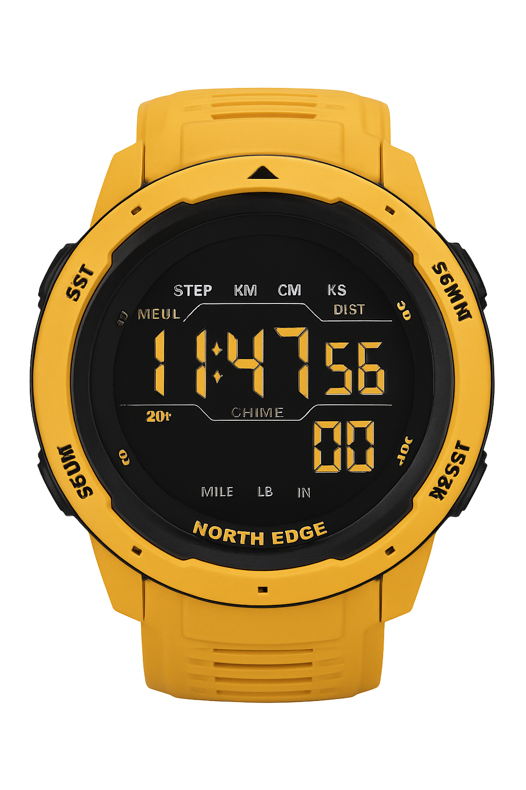 Digitale Sportuhr 50M wasserdicht mit Dualzeit und Schrittzähler