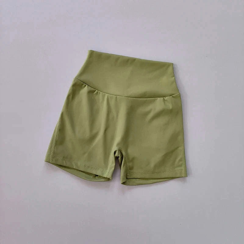 Nude High Waist Seamless Fitness Shorts with Pockets-Ivory / S