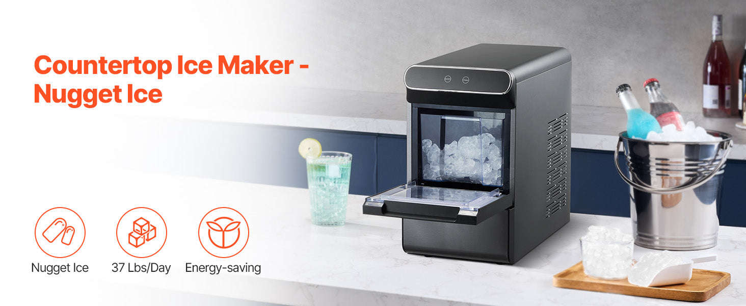 Nugget Ice Maker 37 lbs per Day with Self-Cleaning-37lbs / United States