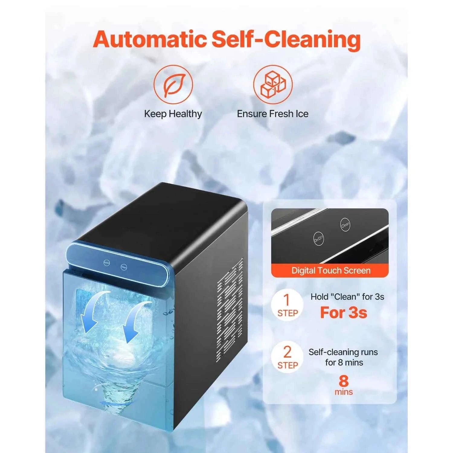 Nugget Ice Maker 37 lbs per Day with Self-Cleaning-37lbs / United States