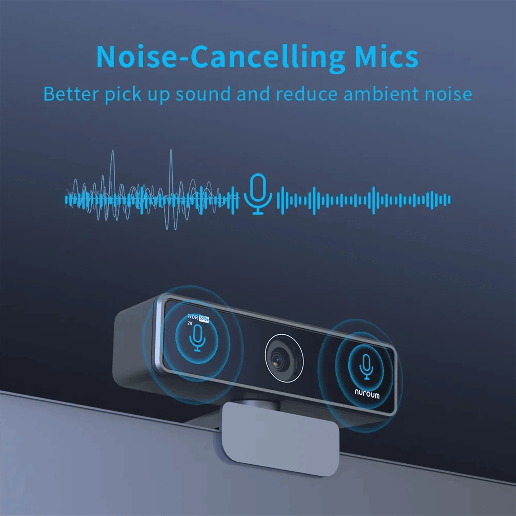 Nuroum 2K QHD Webcam 1440P/60FPS with Noise-Canceling Mics-2K Webcam / United States