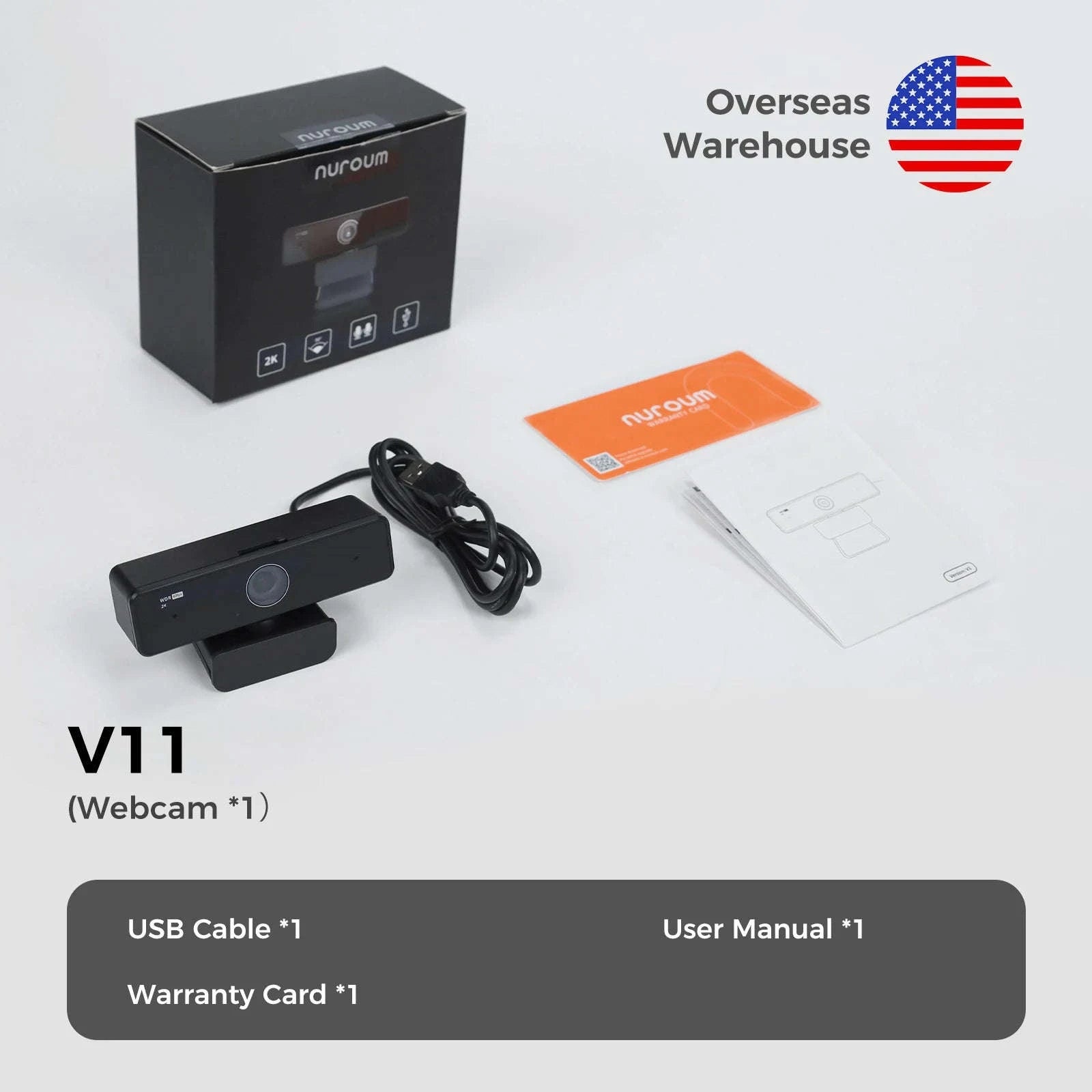 Nuroum 2K QHD Webcam 1440P/60FPS with Noise-Canceling Mics-2K Webcam / United States