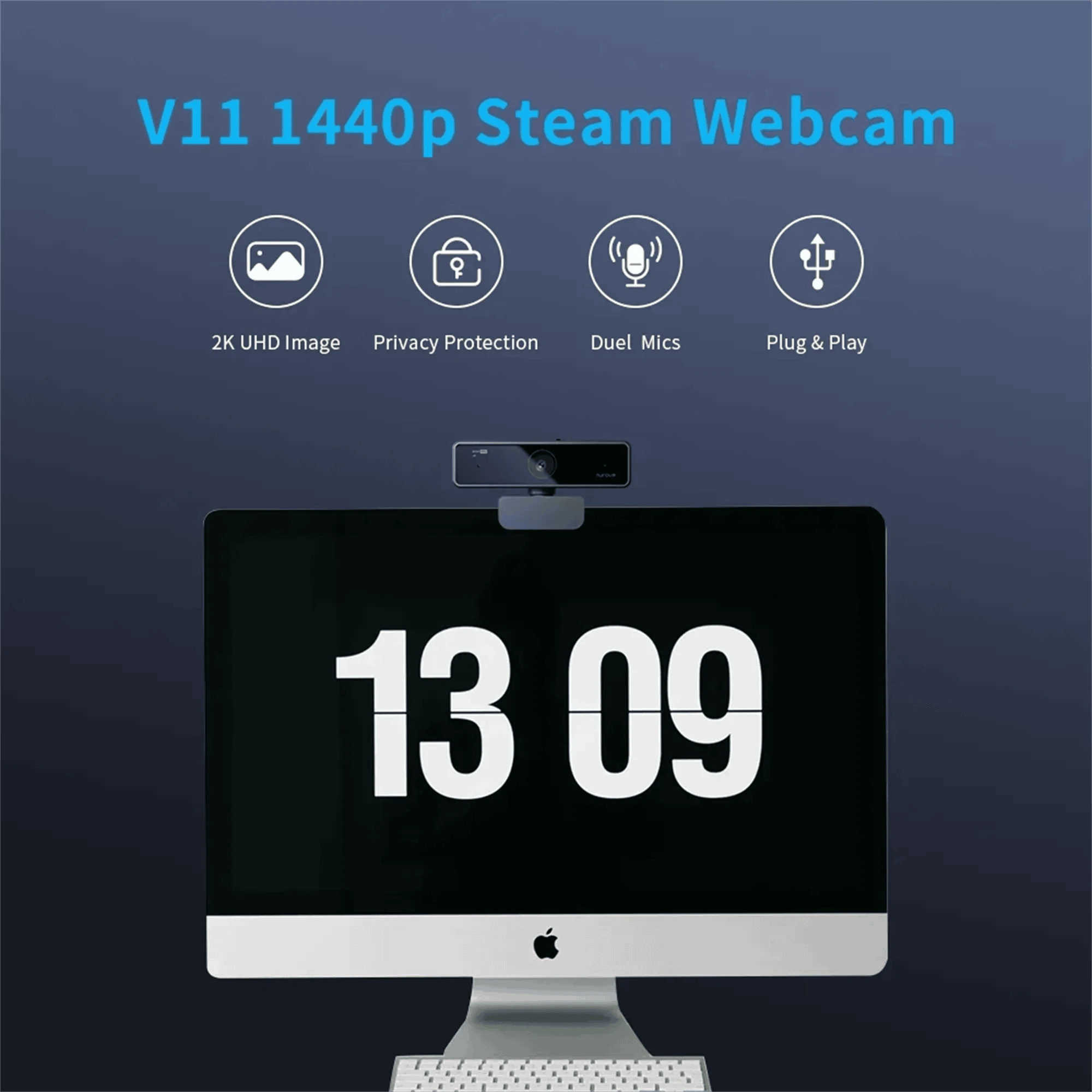 Nuroum 2K QHD Webcam 1440P/60FPS with Noise-Canceling Mics-2K Webcam / United States
