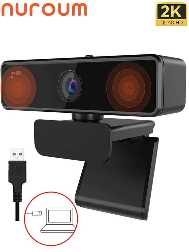 Nuroum 2K QHD Webcam 1440P/60FPS with Noise-Canceling Mics-2K Webcam / United States