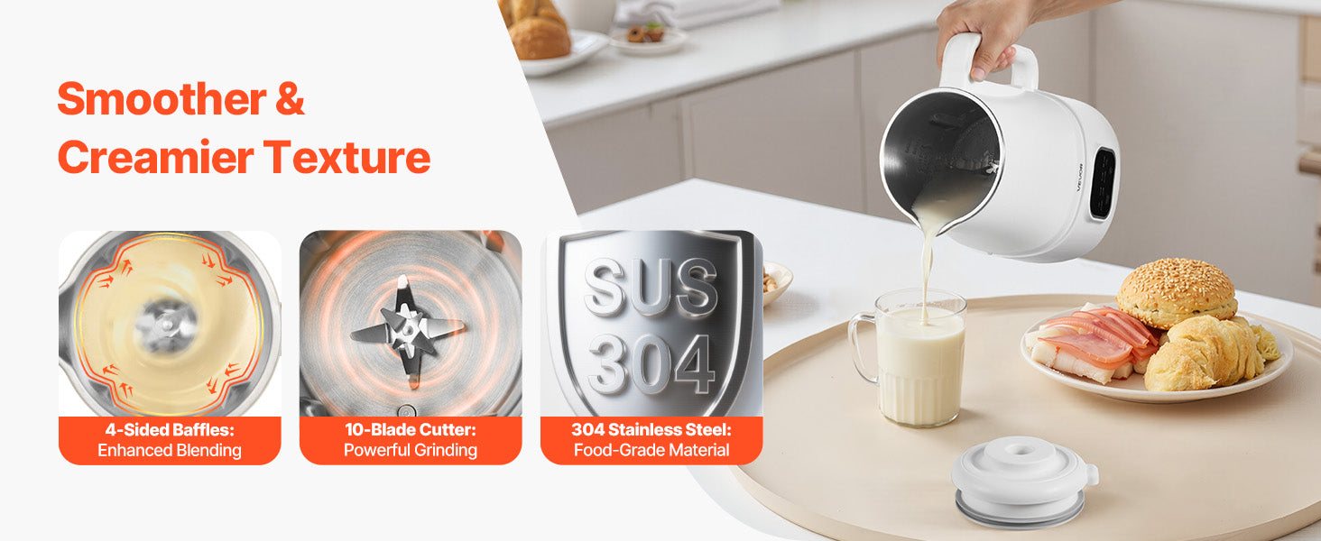 8-in-1 Notenmelkmaker 34oz met Timer en Zelfreinigingsfunctie
