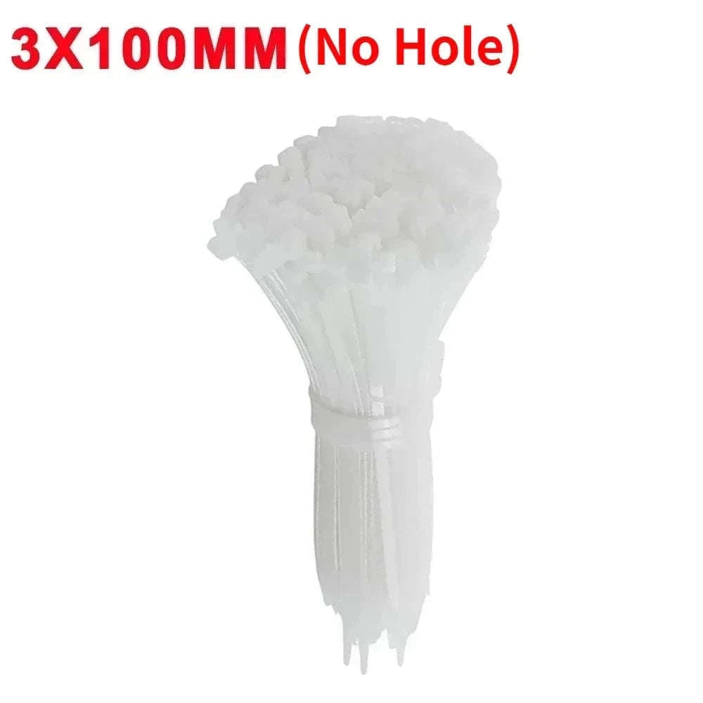 Nylon Cable Ties with Screw Mount for Secure Cable Control-B-White (No Hole) / 100 PCS